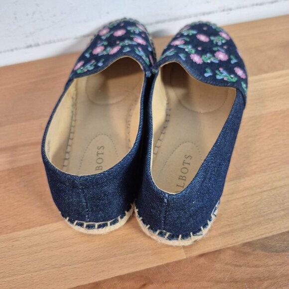 Talbots Women's Espadrille Embroidered Flats size 7M Navy Blue Paisley Shoes - Picture 7 of 8